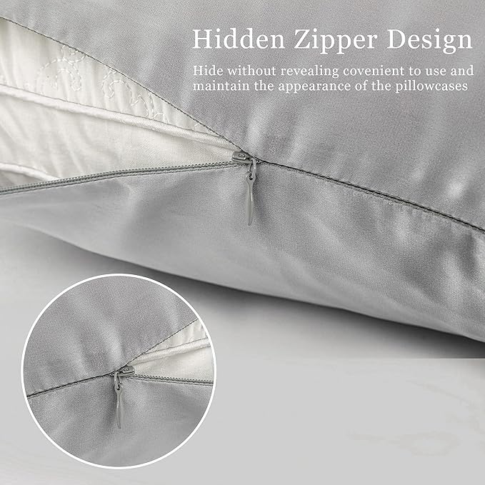 Funda de almohada satén gris para modelo ( Almohada ergonómica antiestrés ) - additional image 2