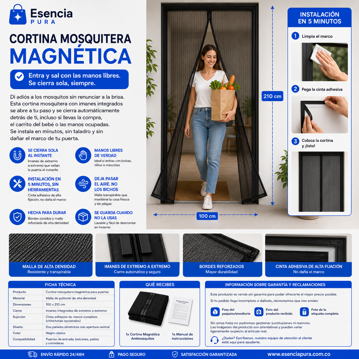 Cortina Magnética Antimosquitos PRO | Cierre Automático — Puertas y Balcones