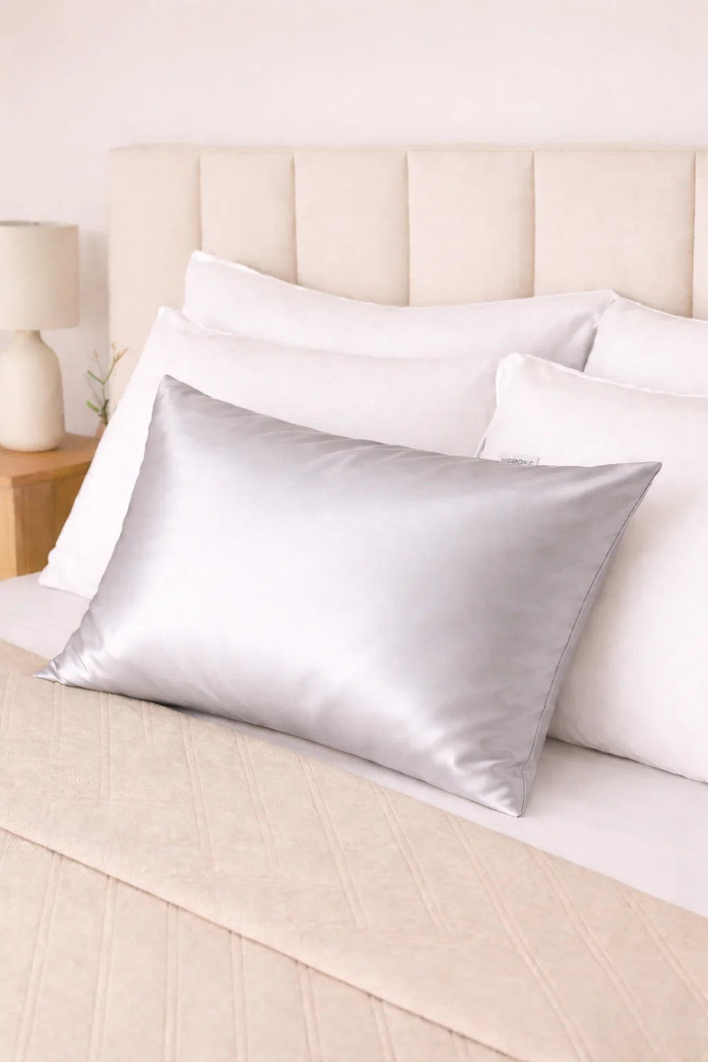 Funda de almohada satén gris para modelo ( Almohada ergonómica antiestrés ) - additional image 3